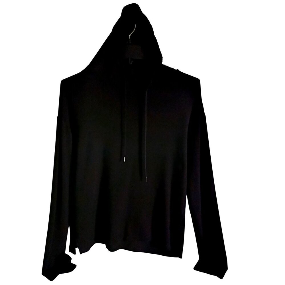 Athletic Works Black Buttery Soft Modal Pullover Lounge Hood Minimalist Women L